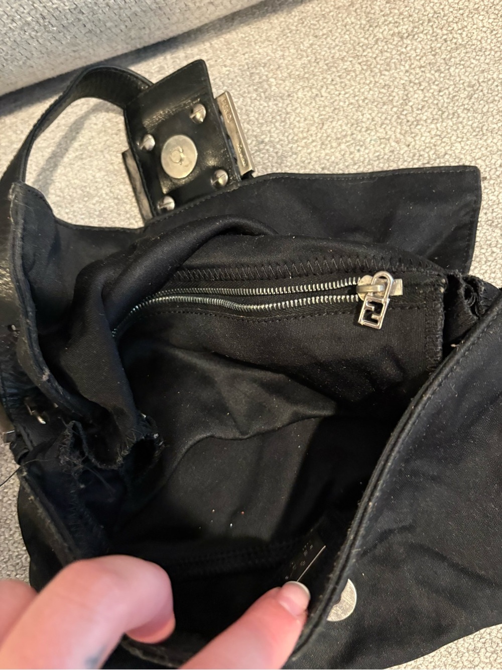 Fendi Black Cloth Baguette Should Bag - Picture 3 of 4